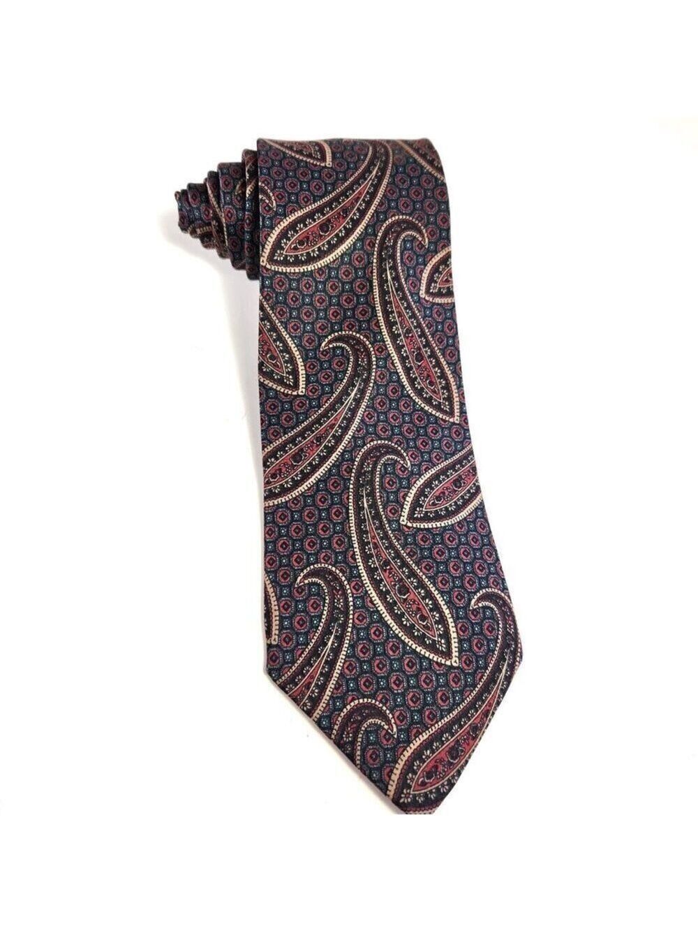 Lanvin Paris Tie Paisley Necktie Men's 100% Silk Tie Made in Canada